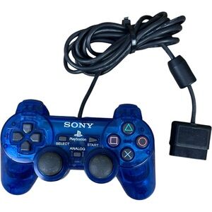 Sony PlayStation 2 PS2 Ocean Blue Clear Controller DualShock OEM SCPH-10010